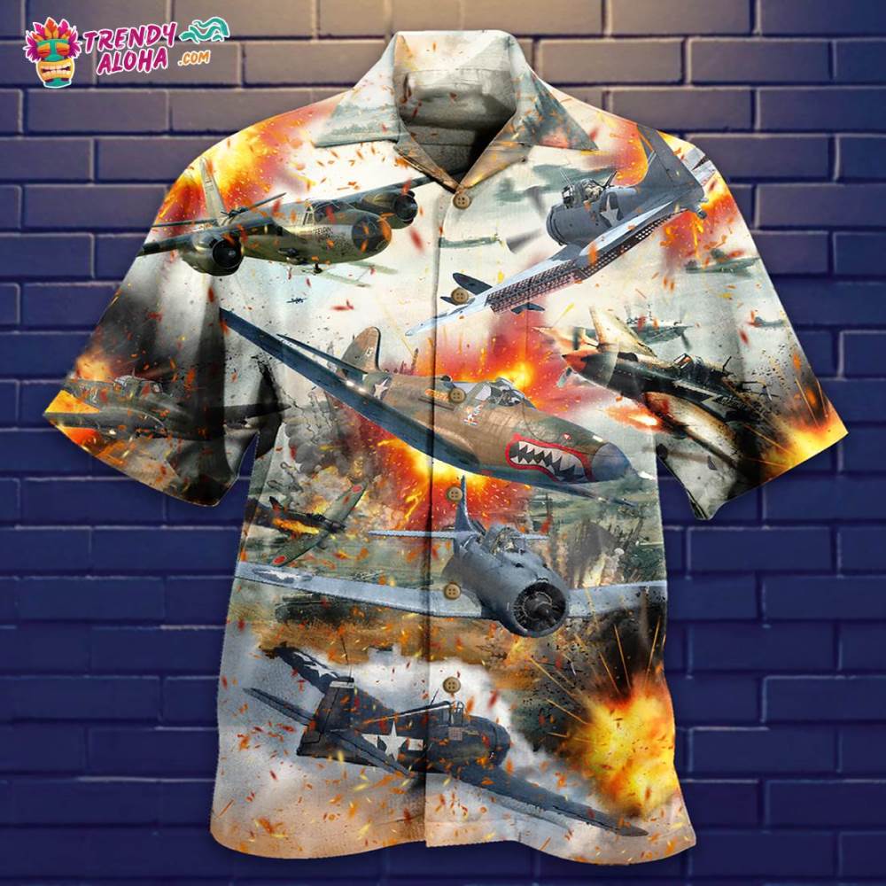 Combat Aircraft Fire War Hawaiian Shirt – Trendy Aloha
