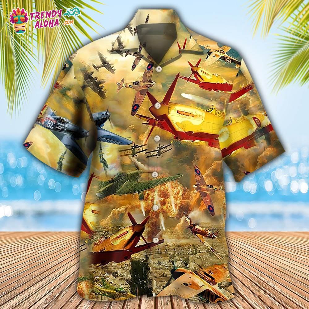 Combat Aircraft Fly Sky Fire Hawaiian Shirt – Trendy Aloha