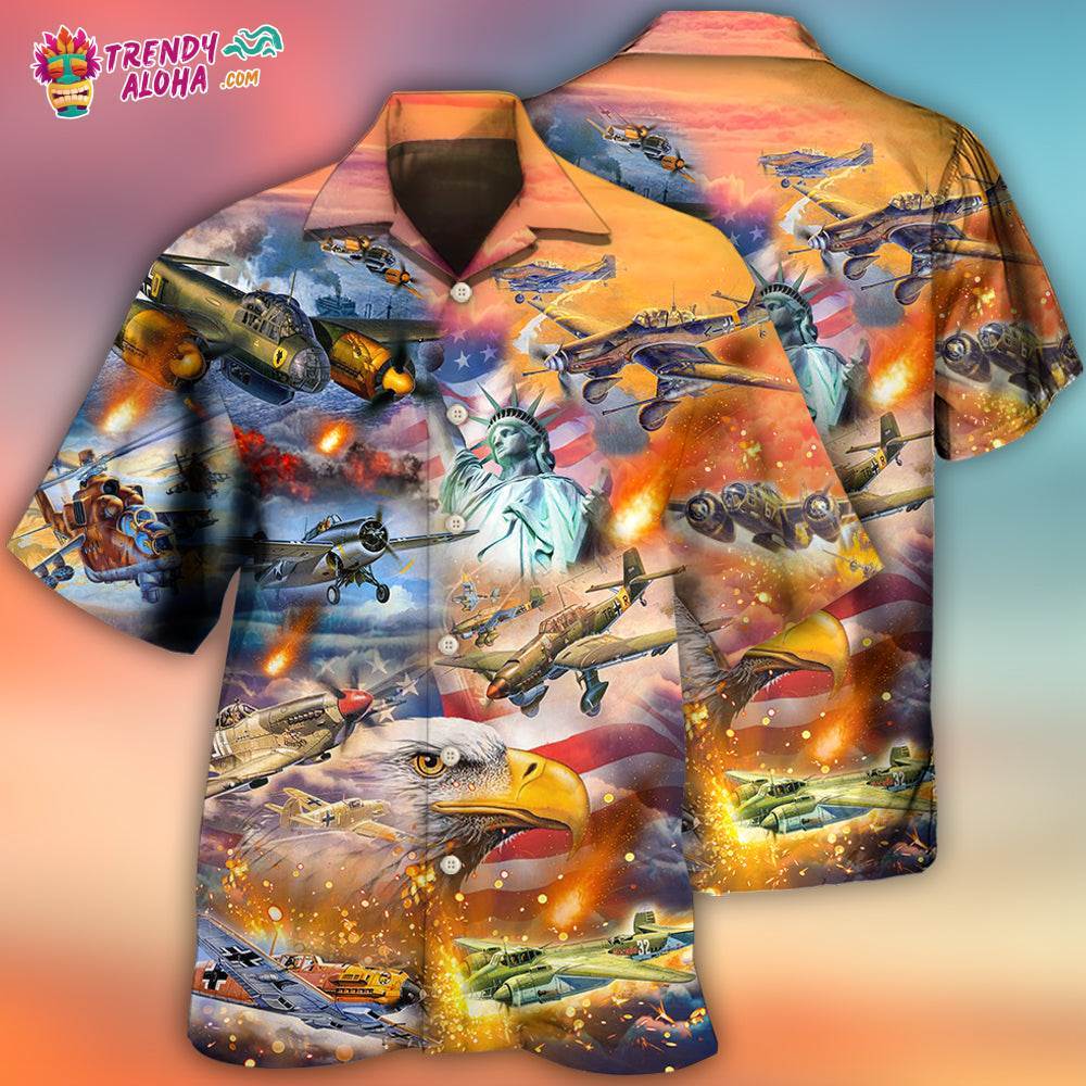 Combat Aircraft Independence Day America Hawaiian Shirt – Trendy Aloha