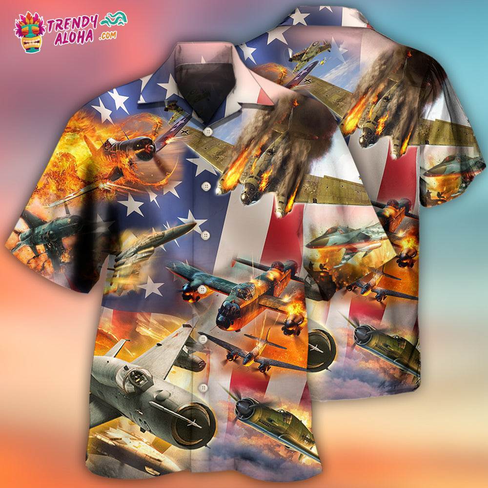 Combat Aircraft Independence Day Hawaiian Shirt – Trendy Aloha