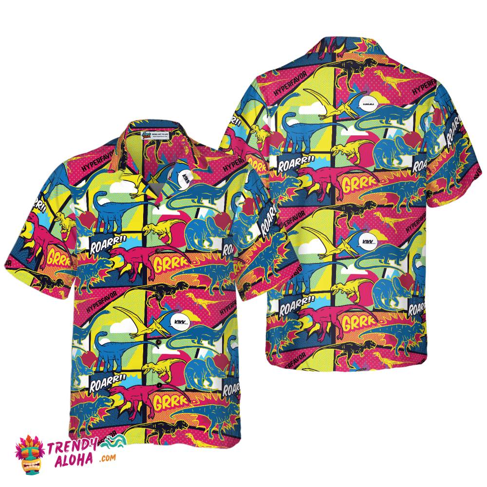 Comic Dinosaur Hawaiian Shirt