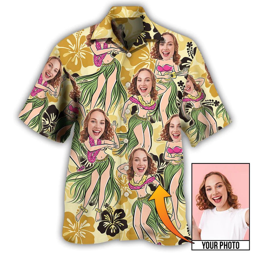 Comic Vibes: Customized Hawaiian Shirt with Face Funny Design Comic Vibes: Customized Hawaiian Shirt with Face Funny Design