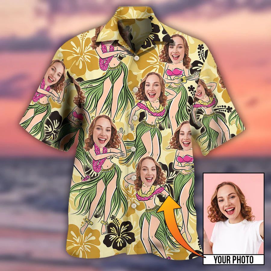 Comic Vibes: Customized Hawaiian Shirt with Face Funny Design