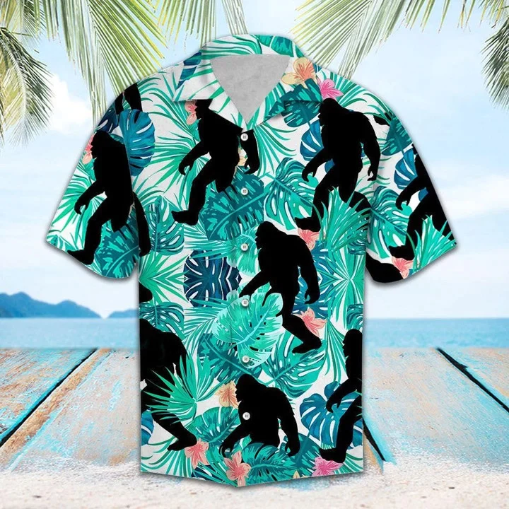 Cool Bigfoot Tropical Jungle Trendy Hawaiian Shirt