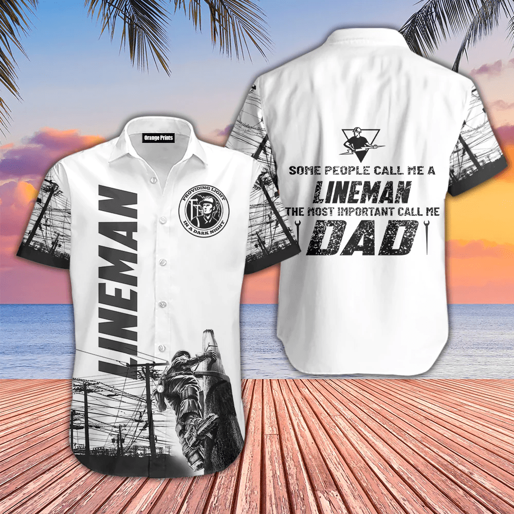 Cool Black White Lineman Trendy Hawaiian Shirt
