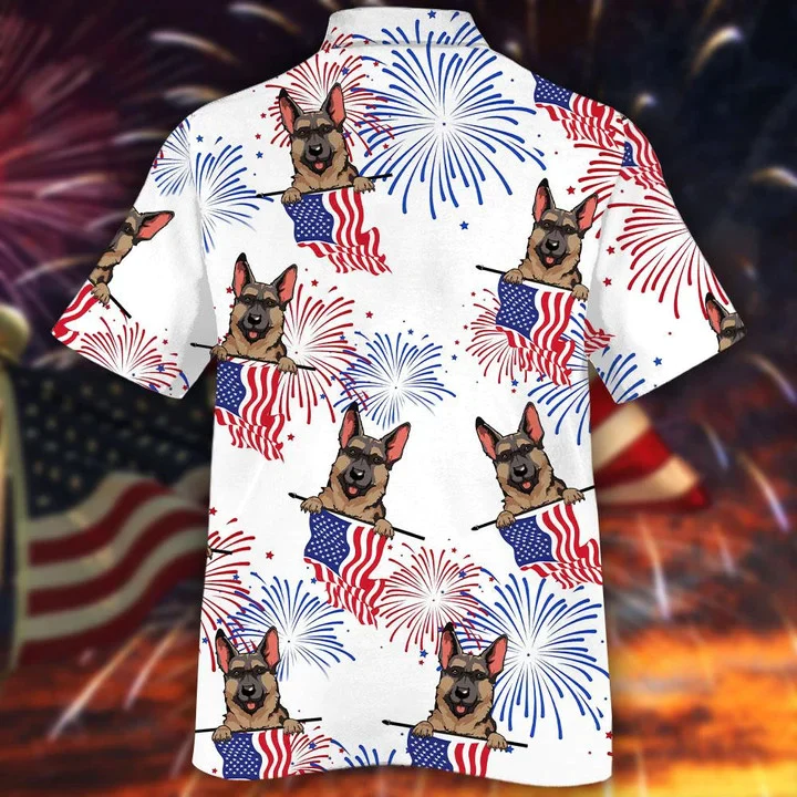 Cool German Shepherd White 4Th Of July Trendy Hawaiian Shirt