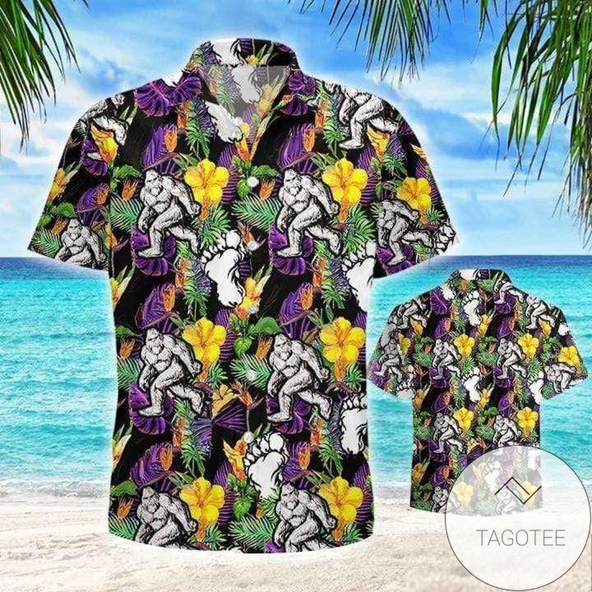 Coolness Overflows Bigfoot Tropical Hawaiian Shirt Design