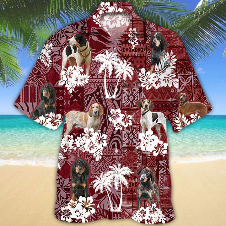 Coonhound Red Trendy Hawaiian Shirt, Gift For Dog Lover Shirts, Animal Summer Shirts, Trendy Hawaiian Shirt Men
