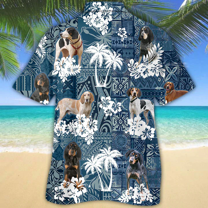 Coonhound Trendy Hawaiian Shirt, Flowers Aloha Shirt For Dog Lovers, Trendy Hawaiian Shirts For Men, Women