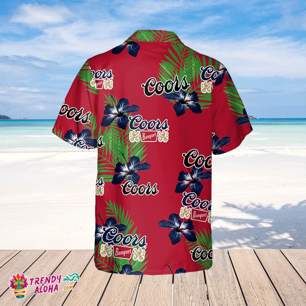 Coors Banquet Hawaiian Hibiscus Flower Pattern,Tropical Beach Shirt