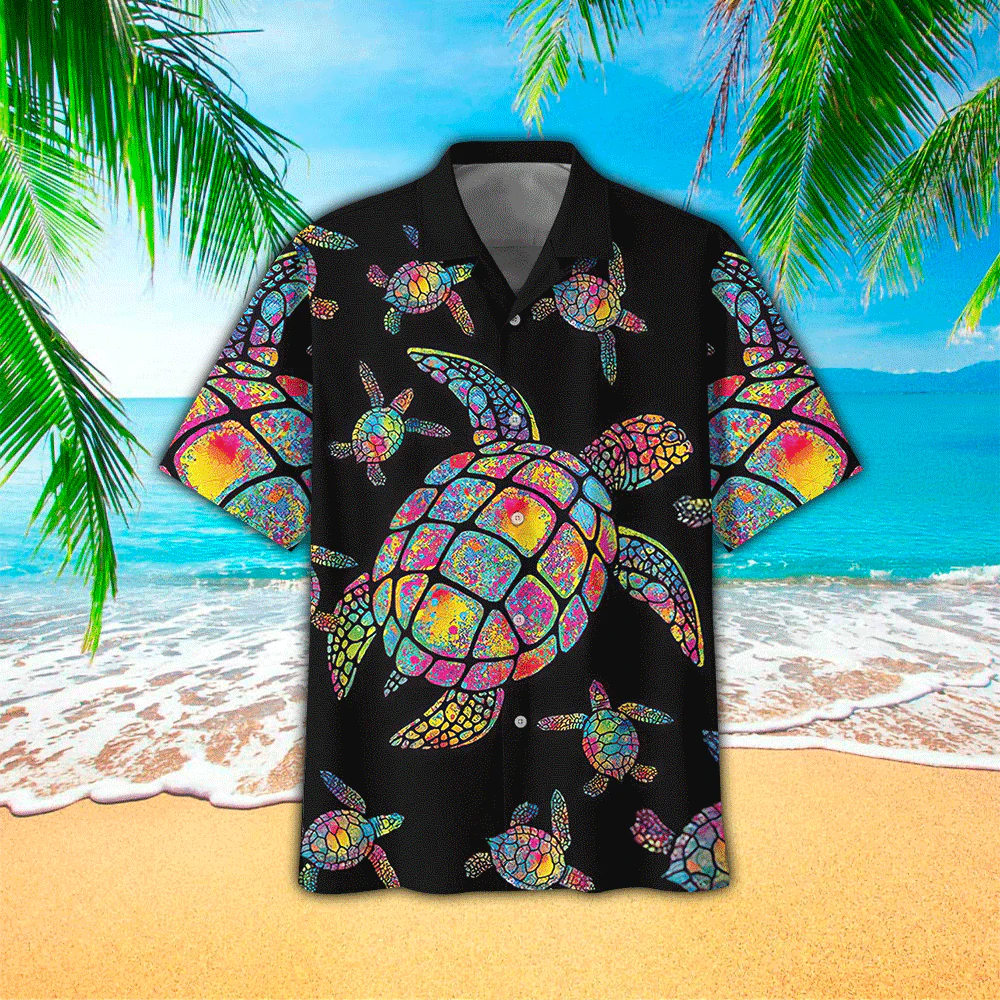 Copy Of Sea Turtle Trendy Hawaiian Shirt New, Trendy Hawaiian Shirts For Men Short Sleeve Aloha Beach Shirt