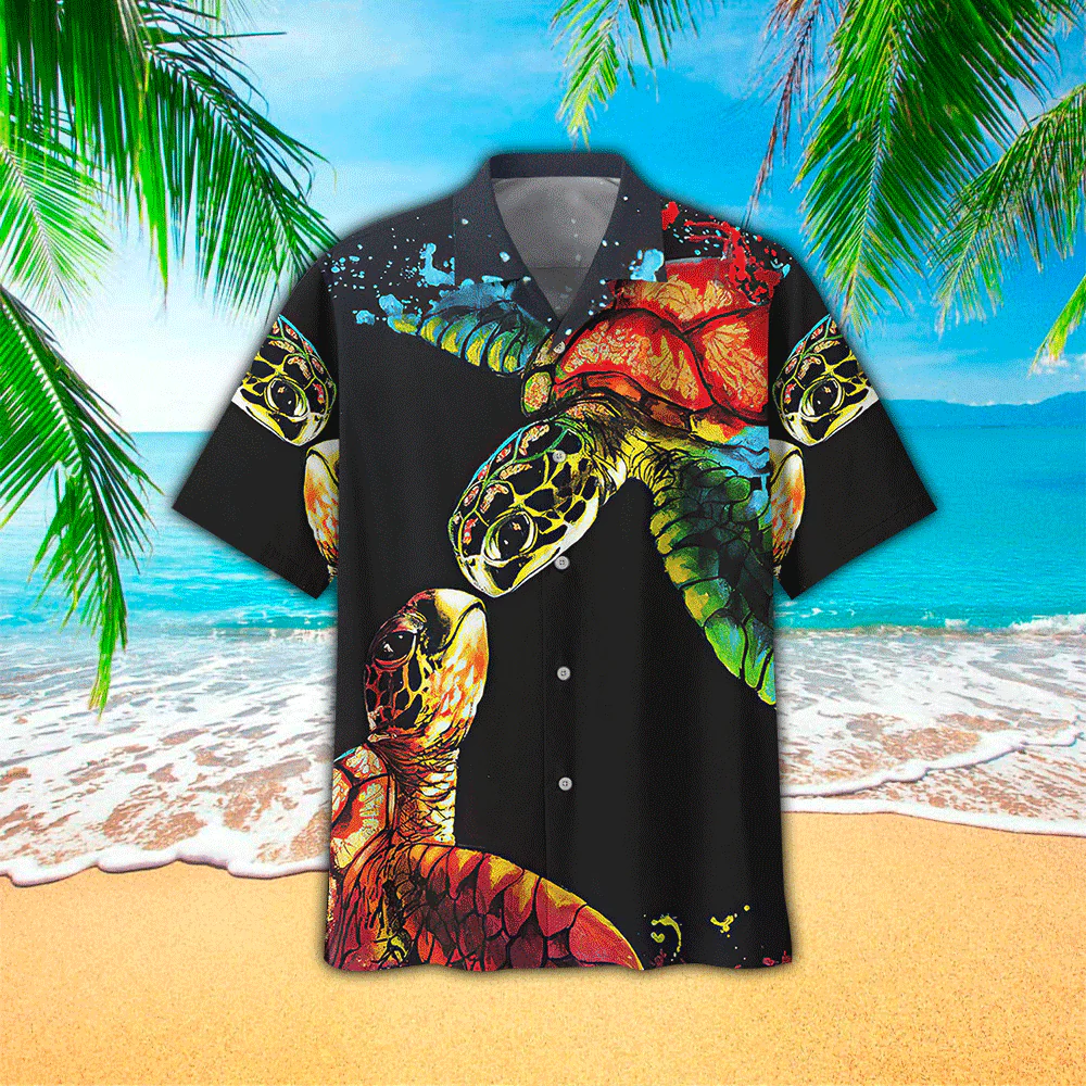 Copy Of Sea Turtle Trendy Hawaiian Shirt New, Trendy Hawaiian Shirts For Men Short Sleeve Aloha Beach Shirt