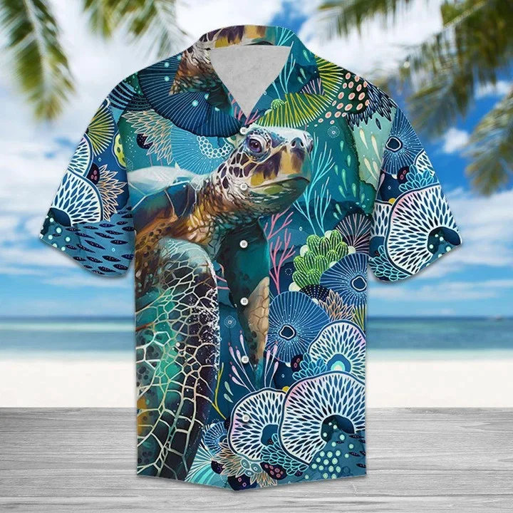 Coral Beauty Hawaiian Shirt for Turtle Admirers