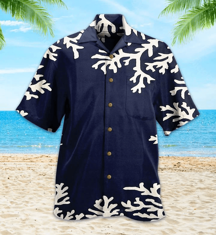 Coral Blue Trendy Hawaiian Shirt 3D, Coral Trendy Hawaiian Shirt For Summer Gifts