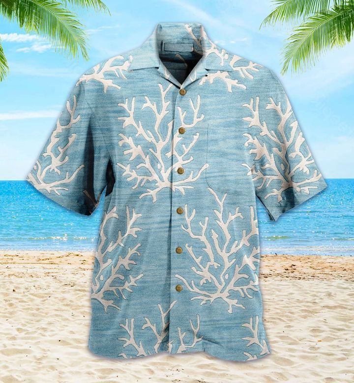 Coral Blue Trendy Hawaiian Shirt 3D Summer Gifts