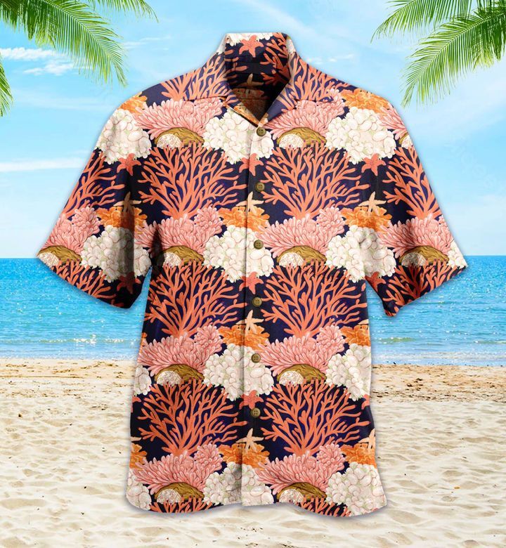 Coral Reef Orange Hawaiian Shirt 3D Summer Gifts