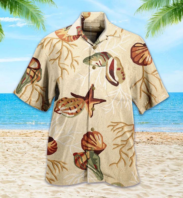 Coral Reef Shells Yellow Trendy Hawaiian Shirt 3D Summer Gifts