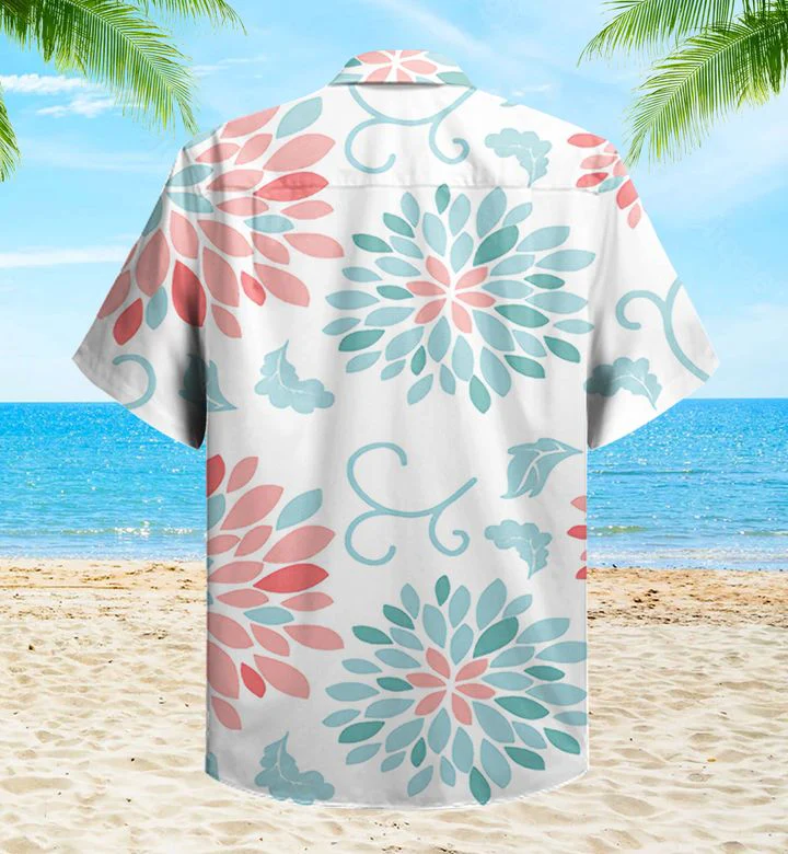Coral Turquoise Emma White Trendy Hawaiian Shirt 3D, Coral Trendy Hawaiian Shirt For Summer Gifts