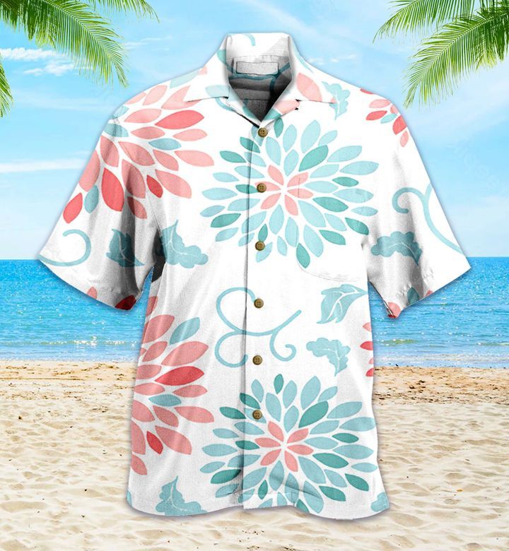 Coral Turquoise Emma White Trendy Hawaiian Shirt 3D, Coral Trendy Hawaiian Shirt For Summer Gifts Coral Turquoise Emma White Trendy Hawaiian Shirt 3D, Coral Trendy Hawaiian Shirt For Summer Gifts