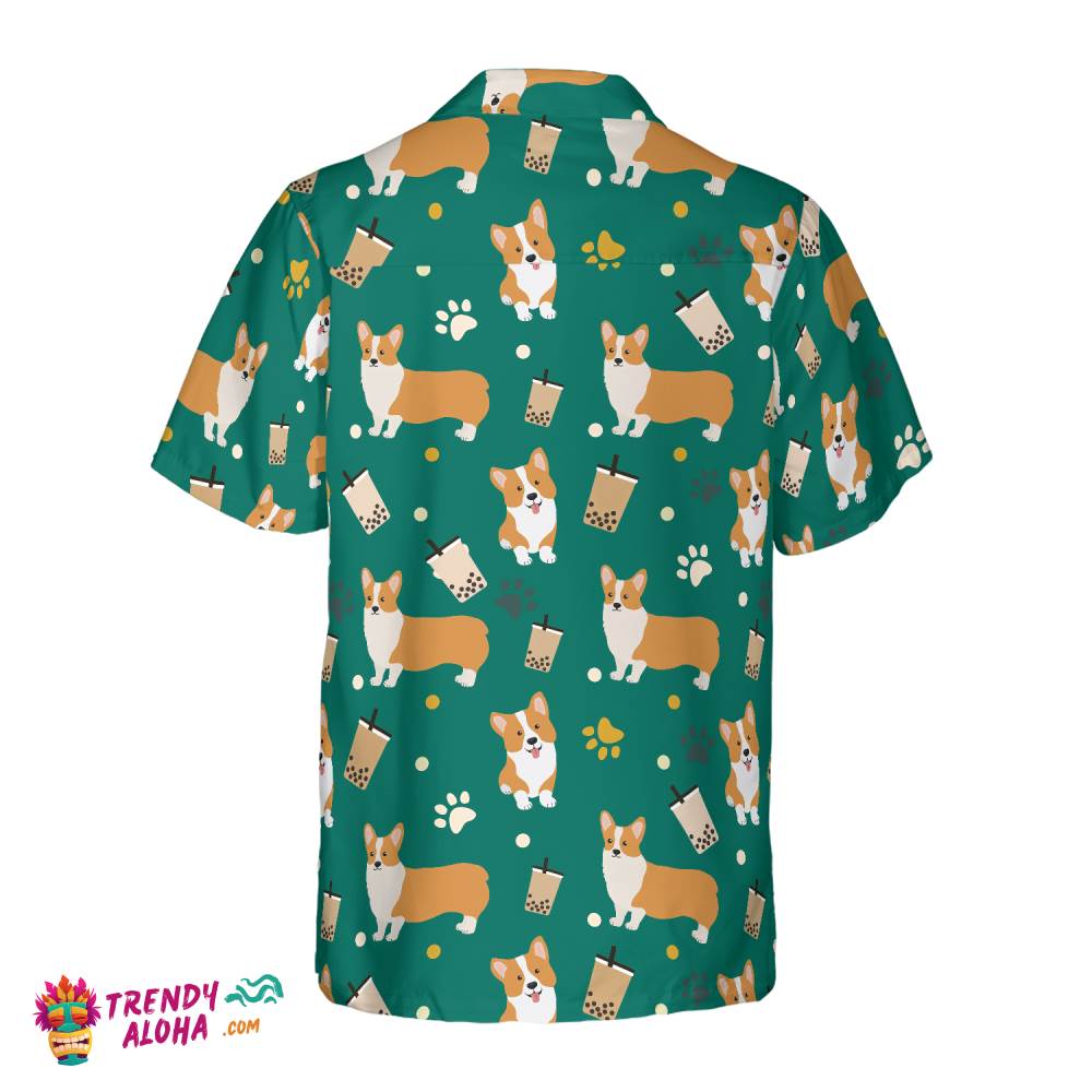 Corgi & Boba Tea Hawaiian Shirt