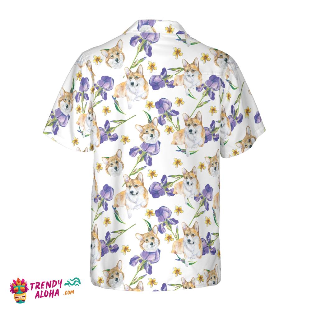 Corgi And Flowers Shirt For Men Hawaiian Shirt