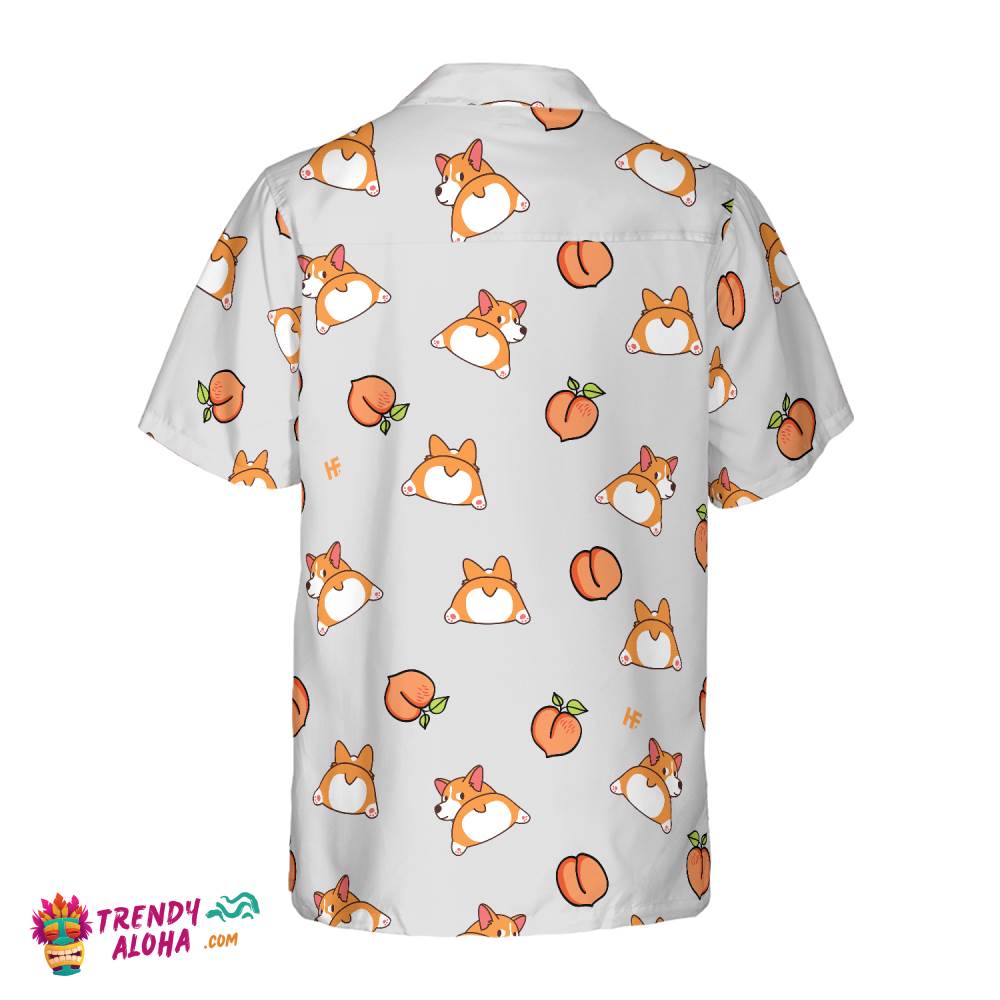 Corgi Butt And Peaches Seamless Hawaiian Shirt