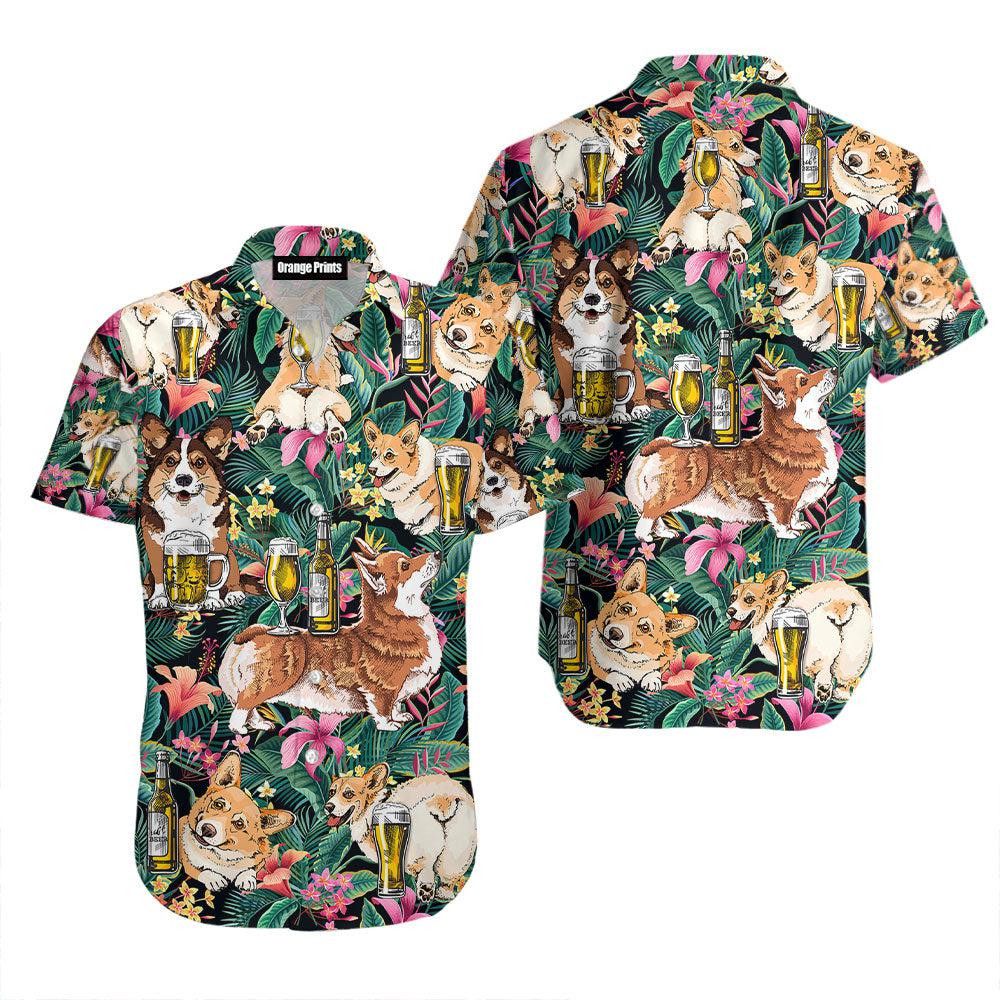 Corgi Dog Drink Beer Trendy Hawaiian Shirt