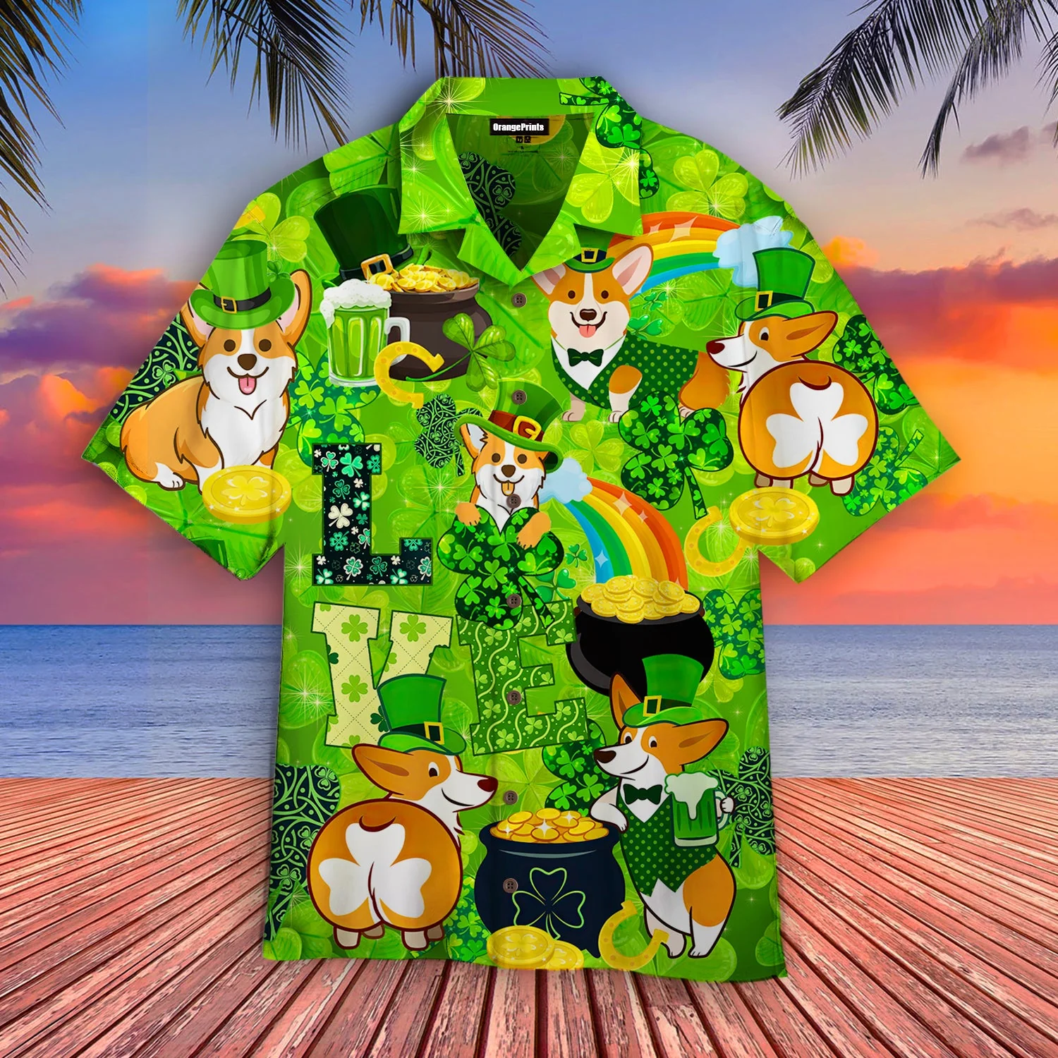 Corgi Happy Saint Patricks Day Trendy Hawaiian Shirt  Aloha Shirt