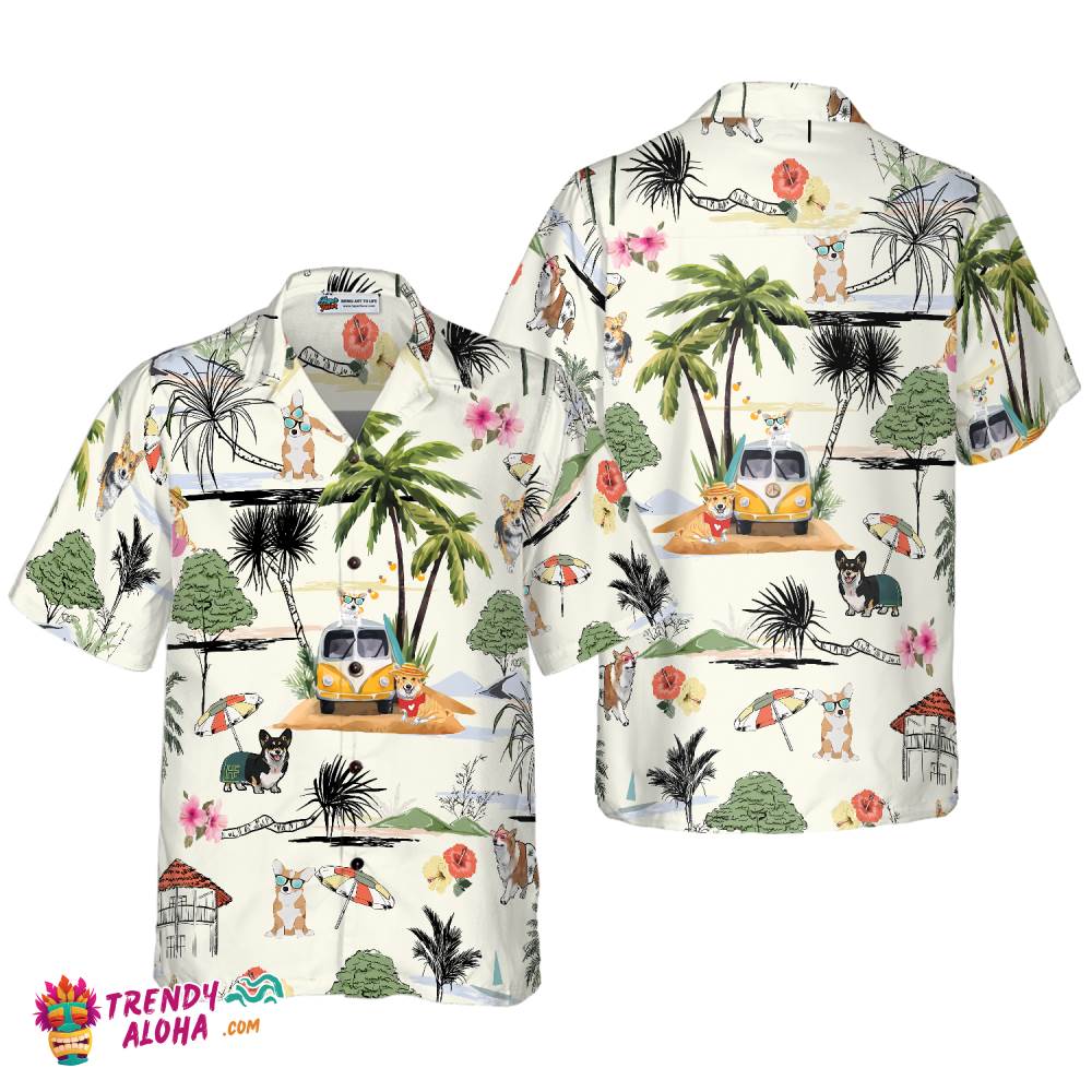 Corgi Hawaii Beach Hawaiian Shirt