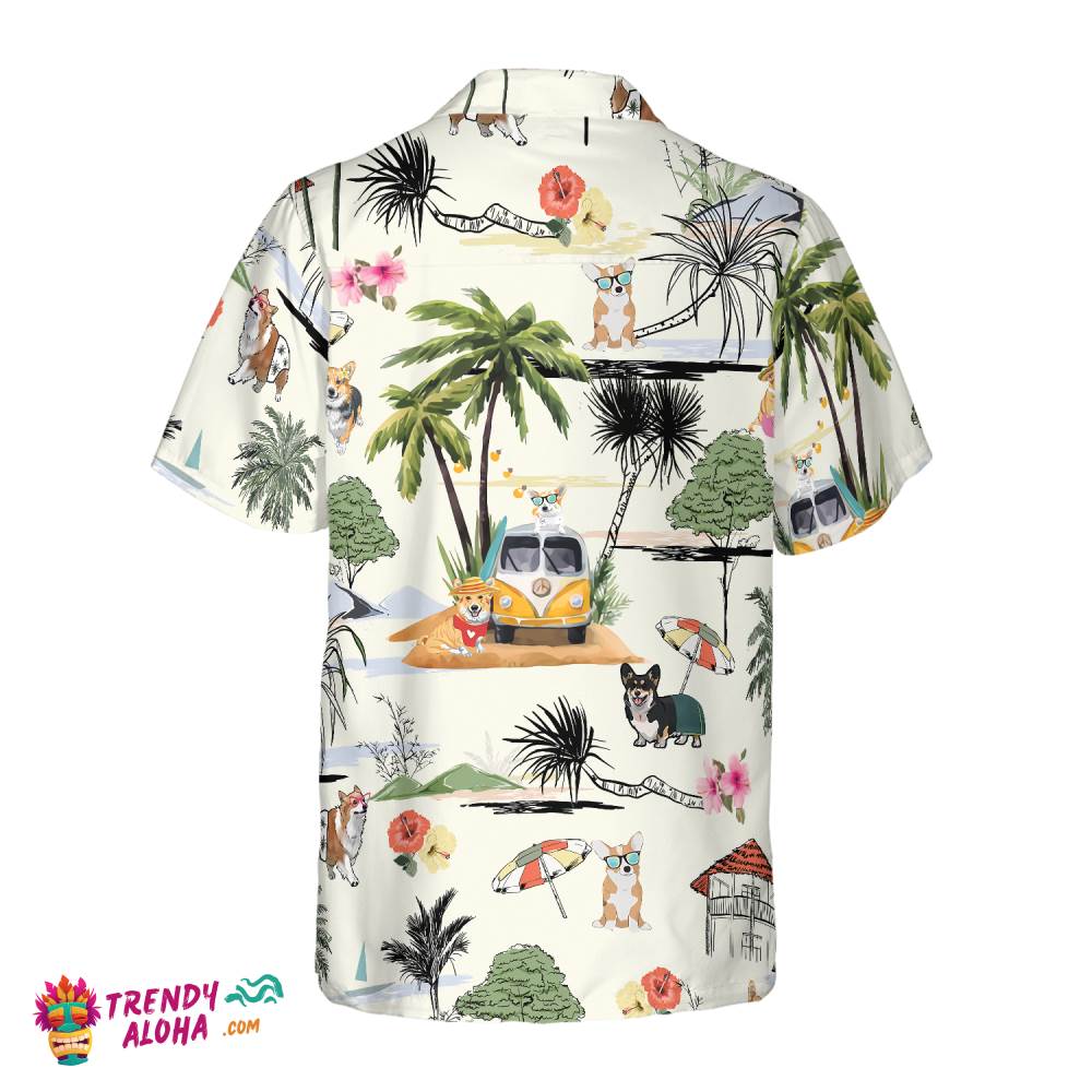 Corgi Hawaii Beach Hawaiian Shirt