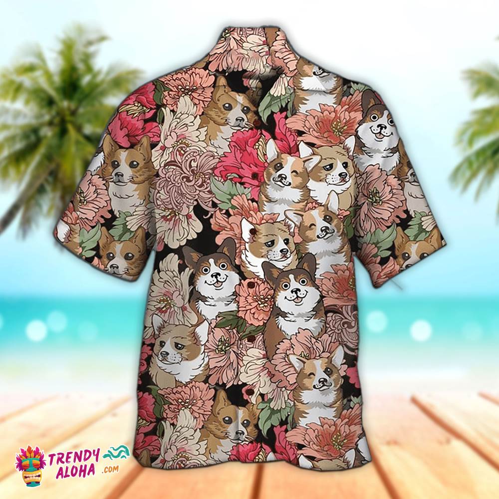 Corgi Hawaiian Shirt Corgi Flower Hawaiian Aloha Beach Shirt