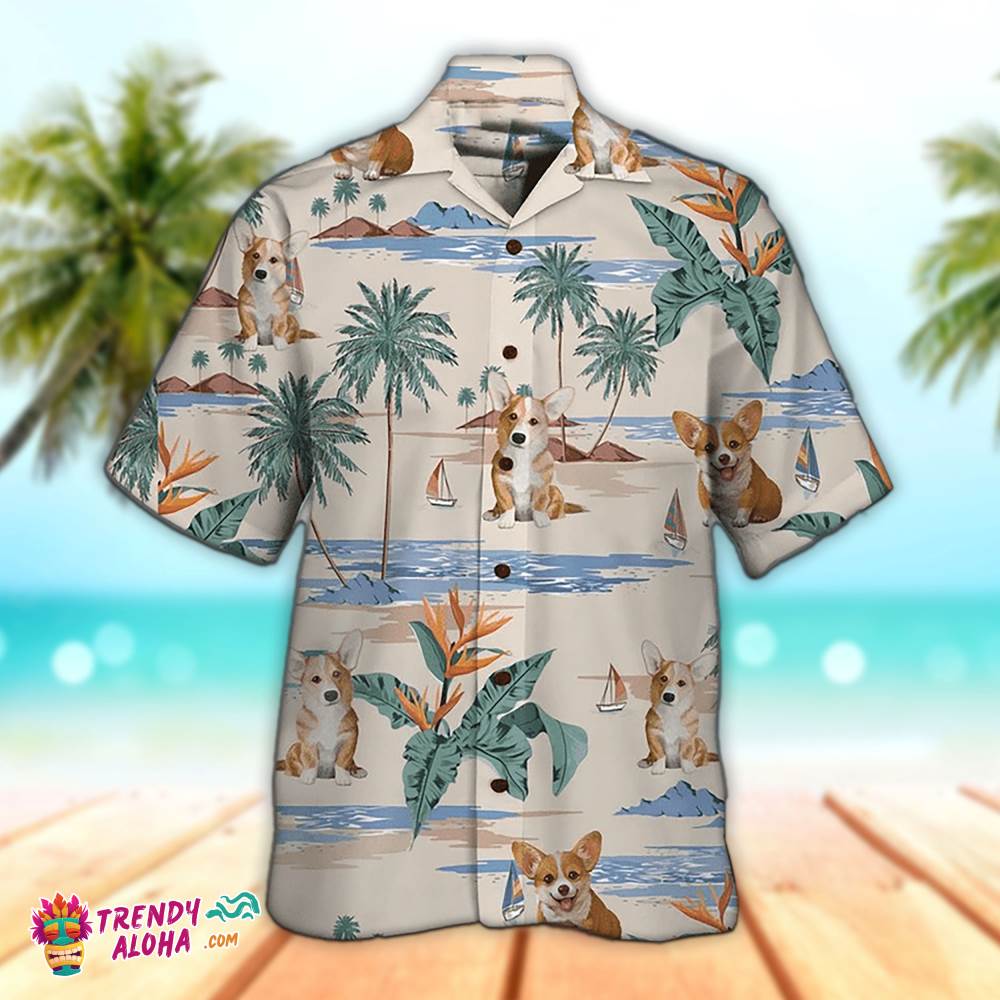 Corgi Hawaiian Shirt Corgi Tropical Beach Hawaiian Aloha Beach Shirt
