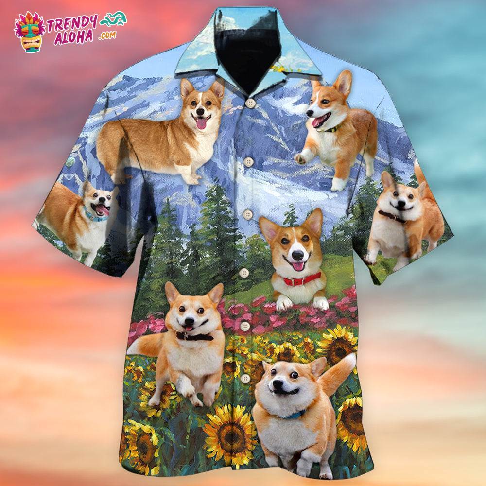 Corgi Loves Flower Garden Hawaiian Shirt – Trendy Aloha