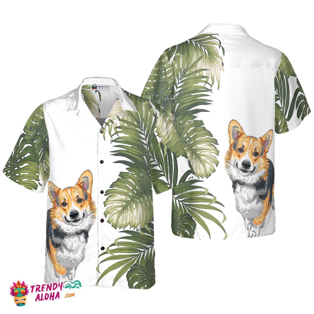 Corgi Monstera Leaves Corgi Hawaiian Shirt, Best Dog Shirt For Men And Women