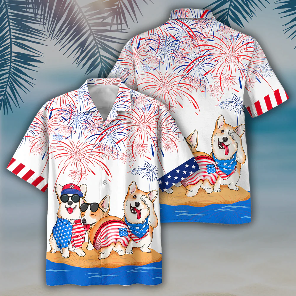 Corgi Trendy Hawaiian Shirts – Independence Day Is Coming, Usa Patriotic Trendy Hawaiian Shirt