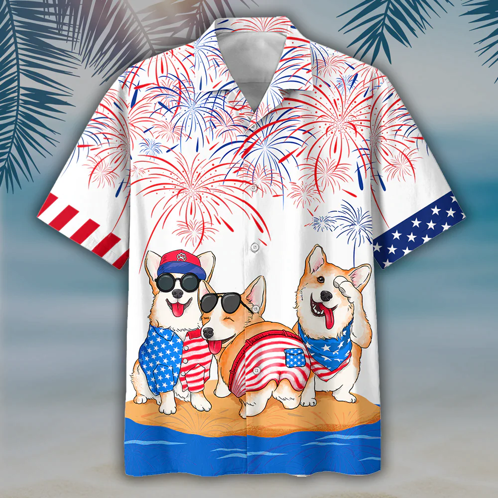 Corgi Trendy Hawaiian Shirts Independence Day Is Coming, Usa Patriotic Trendy Hawaiian Shirt