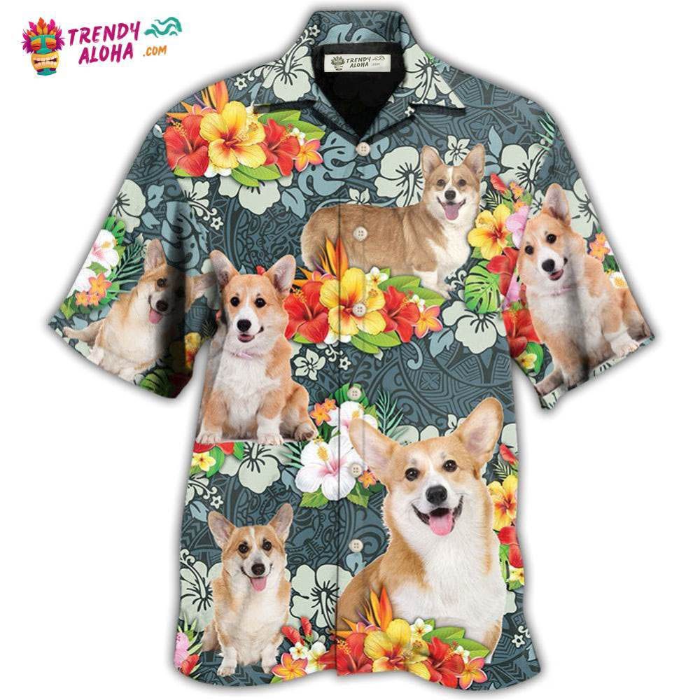 Corgi Tropical Floral Hawaiian Shirt – Trendy Aloha Corgi Tropical Floral Hawaiian Shirt – Trendy Aloha