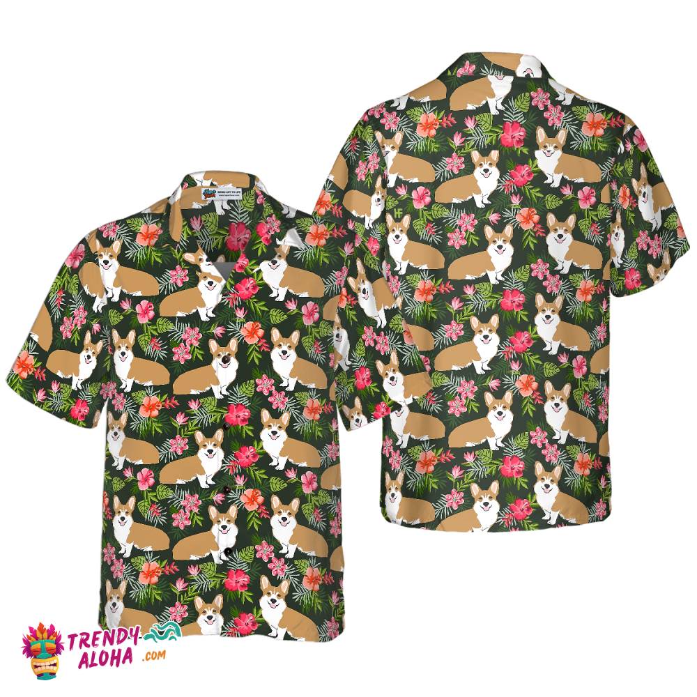Corgi Tropical Flower Hawaiian Shirt Corgi Tropical Flower Hawaiian Shirt