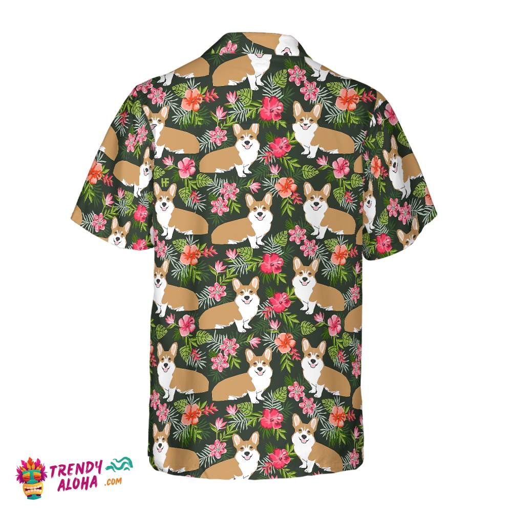 Corgi Tropical Flower Hawaiian Shirt