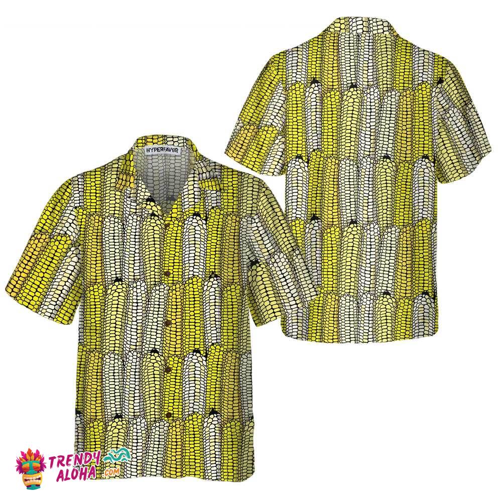 Corn Cob Plant Seamless Pattern Hawaiian Shirt, Corn Shirt Button Up, Hawaiian Shirt With Corn