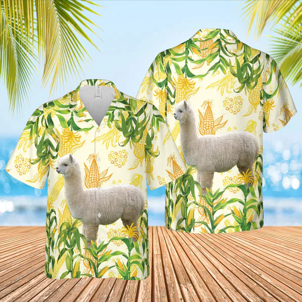 Corn Farm Llama All Over Printed 3D Trendy Hawaiian Shirt, Summer Gifts For Men And Women
