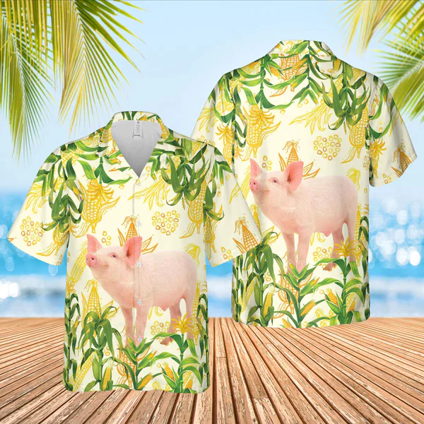 Corn Farm Pig 3D Trendy Hawaiian Shirt, Summer Gifts For Men And Women