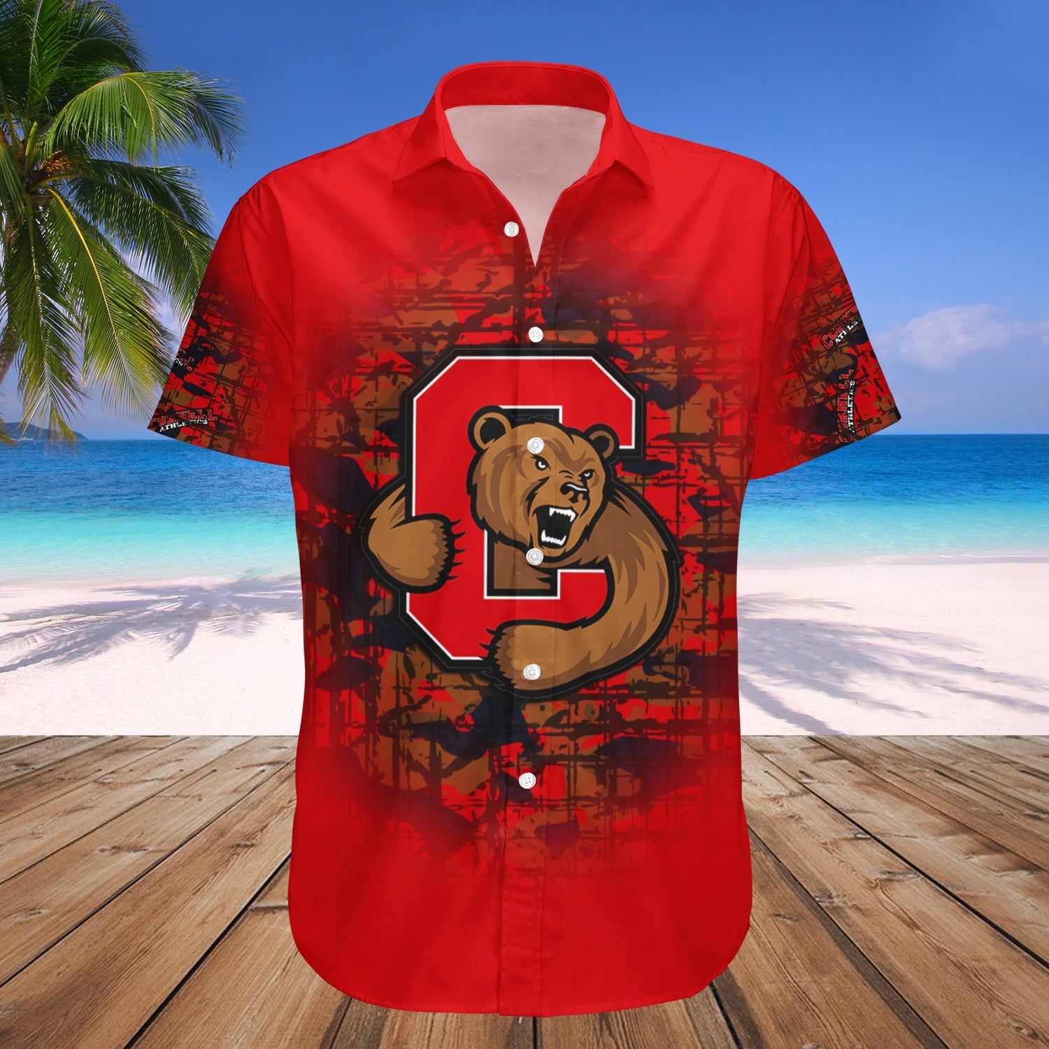 Cornell Big Red Hawaii Shirt Camouflage Vintage – NCAA