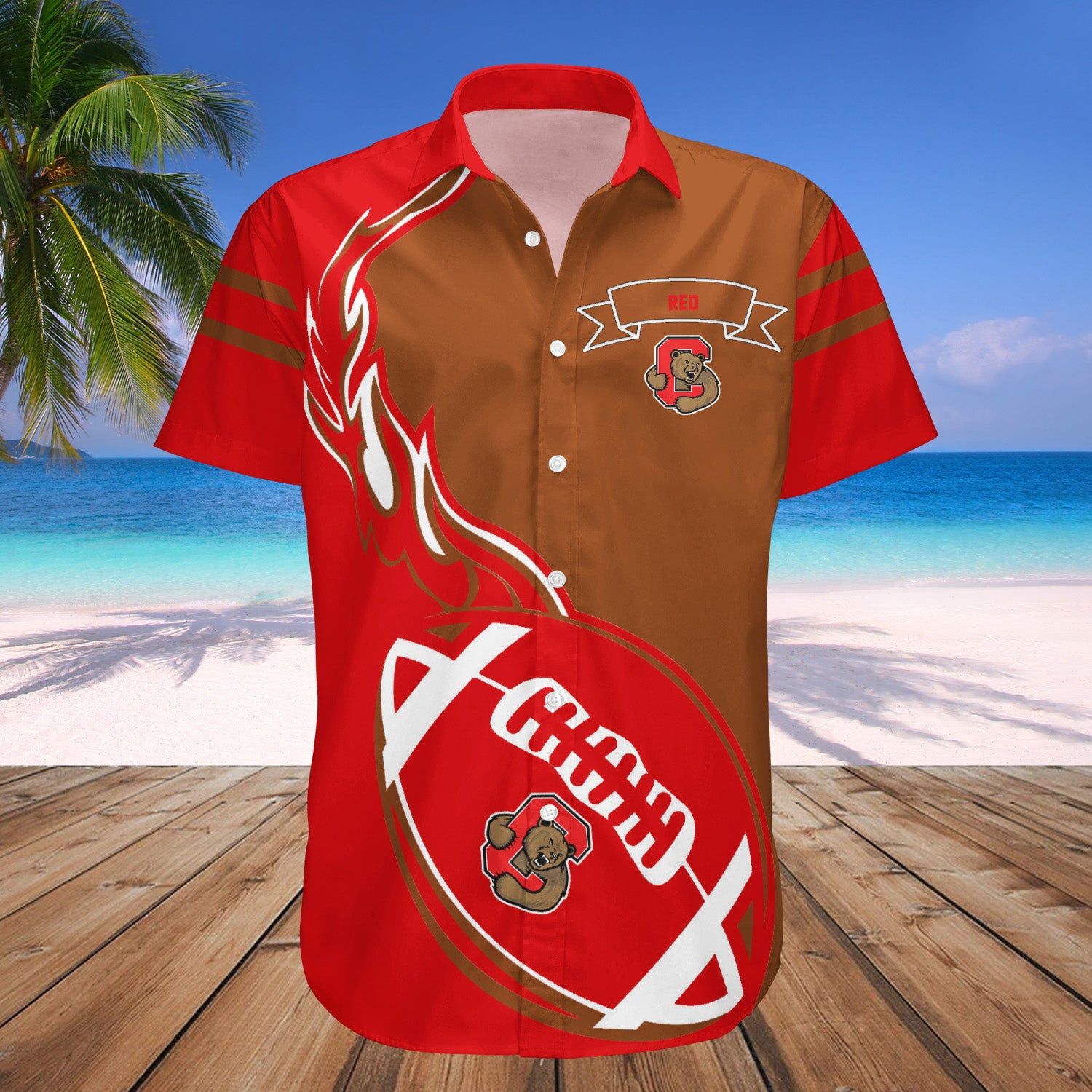 Cornell Big Red Hawaii Shirt Flame Ball – NCAA