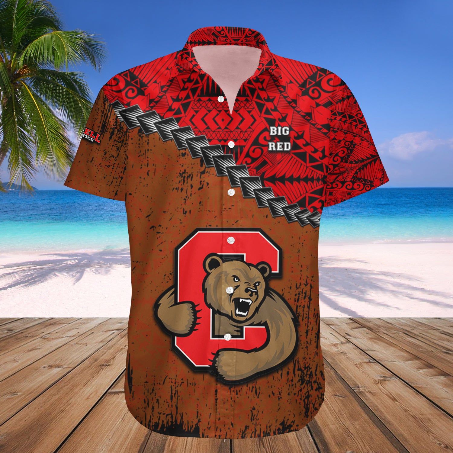 Cornell Big Red Hawaii Shirt Grunge Polynesian Tattoo – NCAA