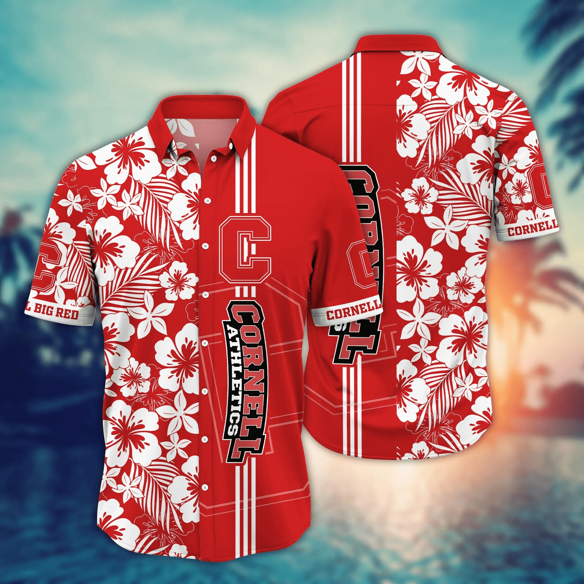 Cornell Big Red NCAA Hawaiian Shirt Balmytime Aloha Shirt