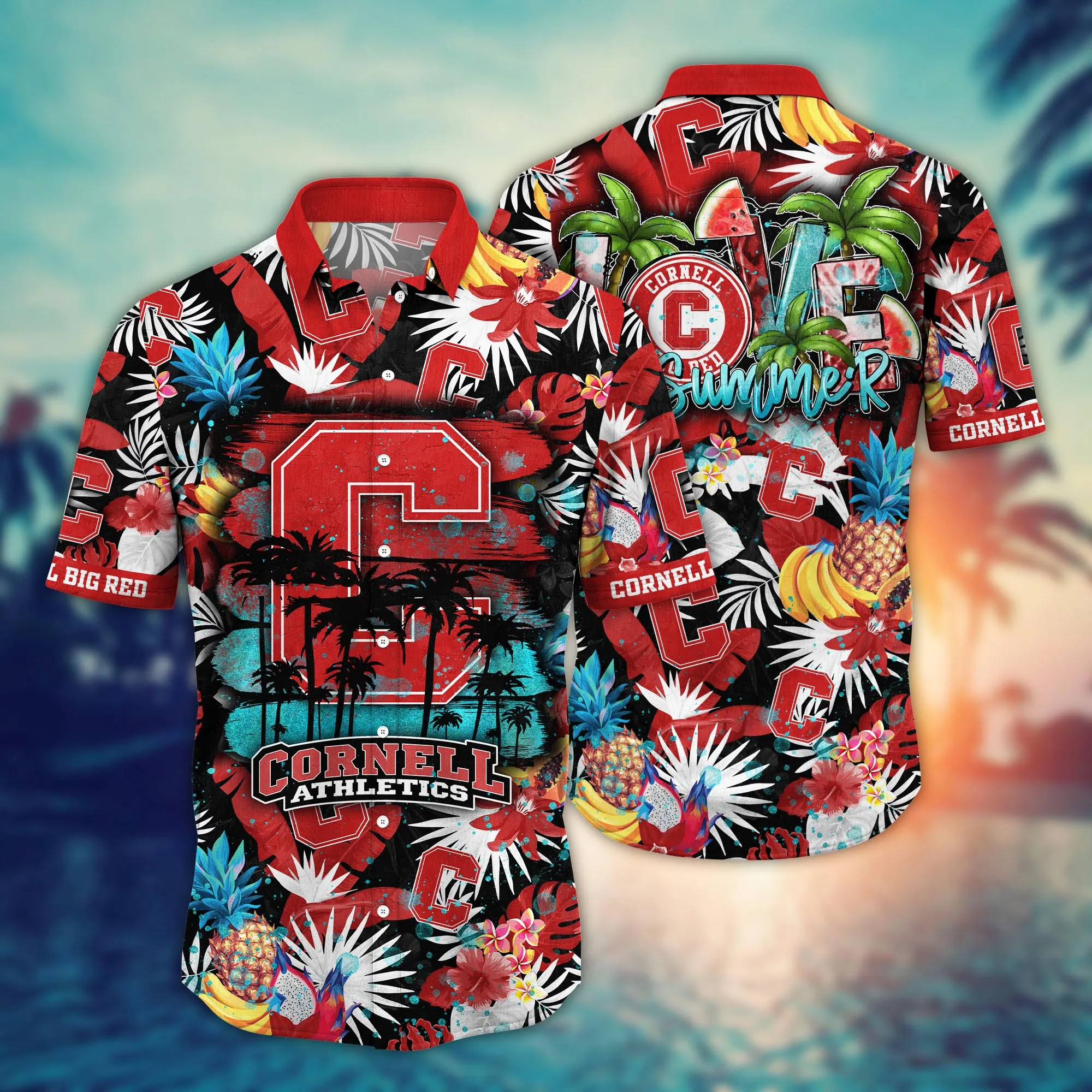 Cornell Big Red NCAA Hawaiian Shirt Beach Ballstime Aloha Shirt
