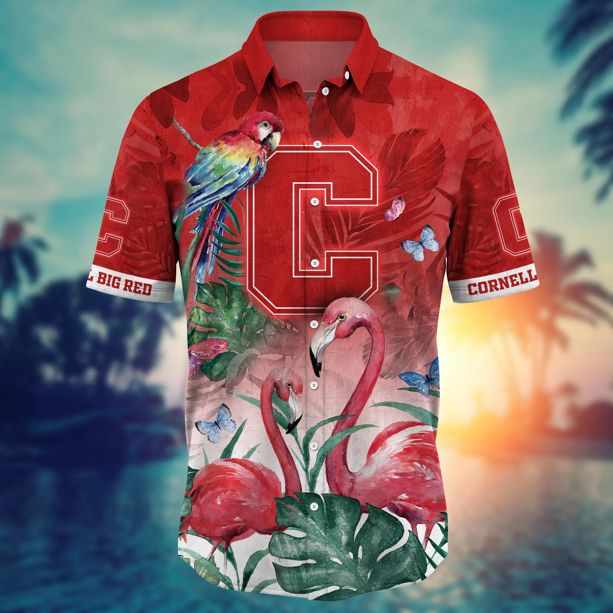Cornell Big Red NCAA Hawaiian Shirt Brightness Tournament Play Shirts