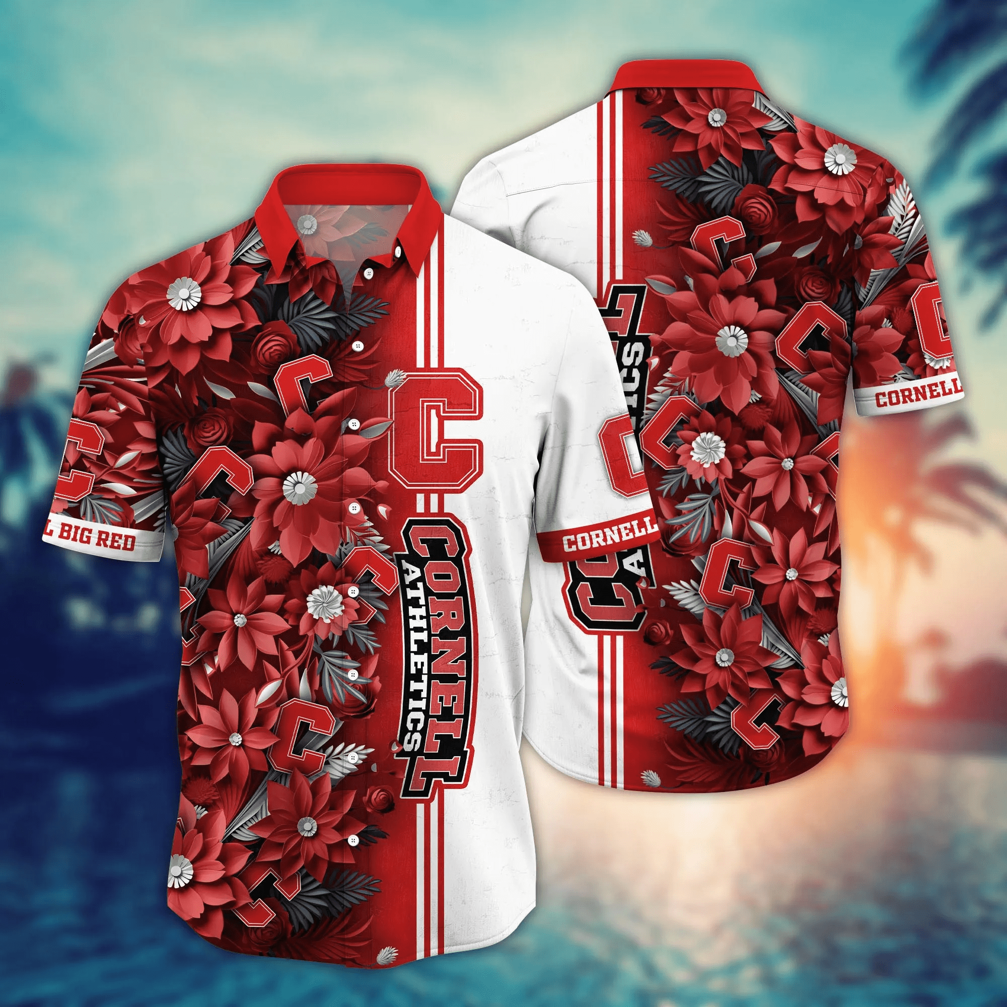 Cornell Big Red NCAA Hawaiian Shirt Custom Bikinis Aloha Shirt