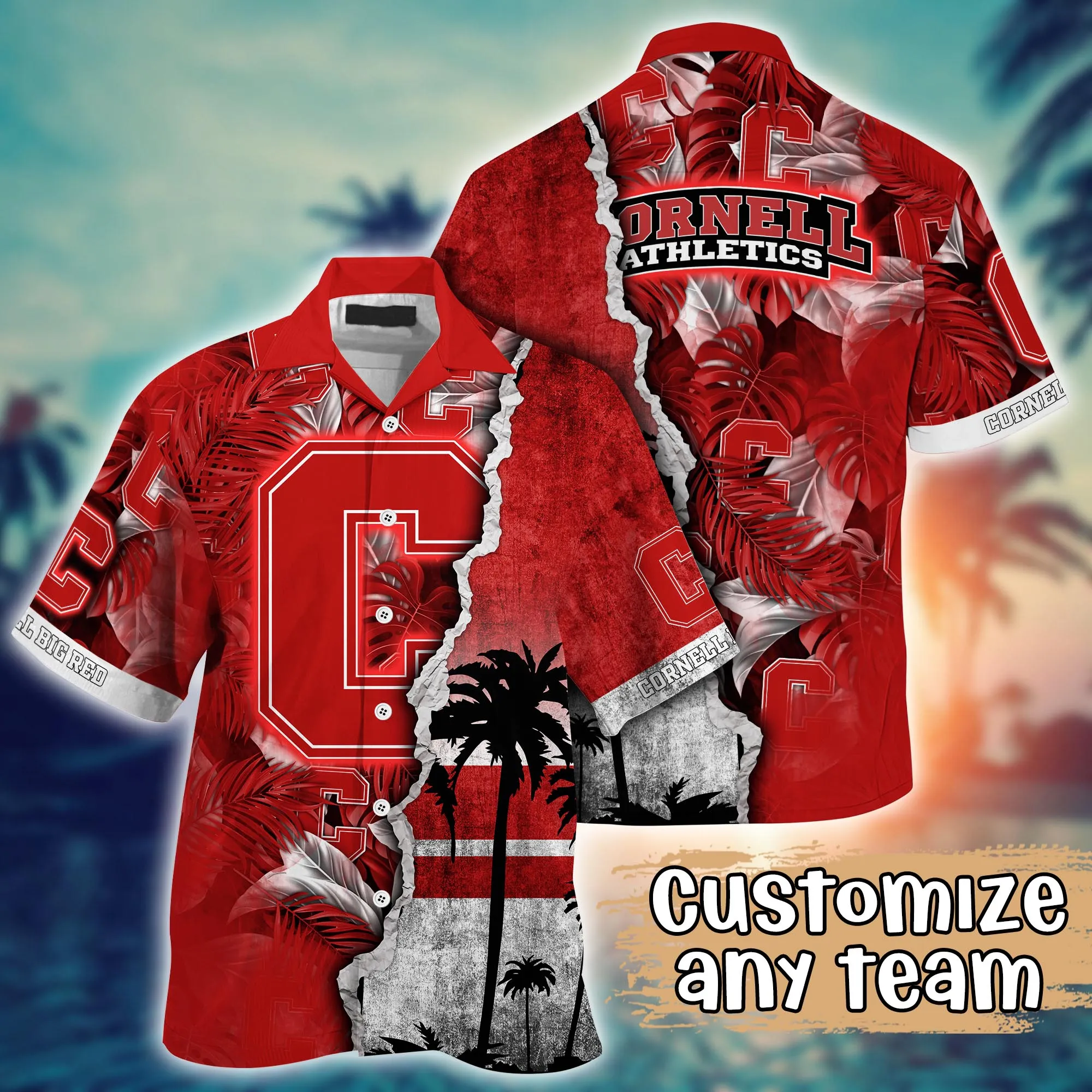 Cornell Big Red NCAA Hawaiian Shirt Custom Vacation Spots Aloha Shirt